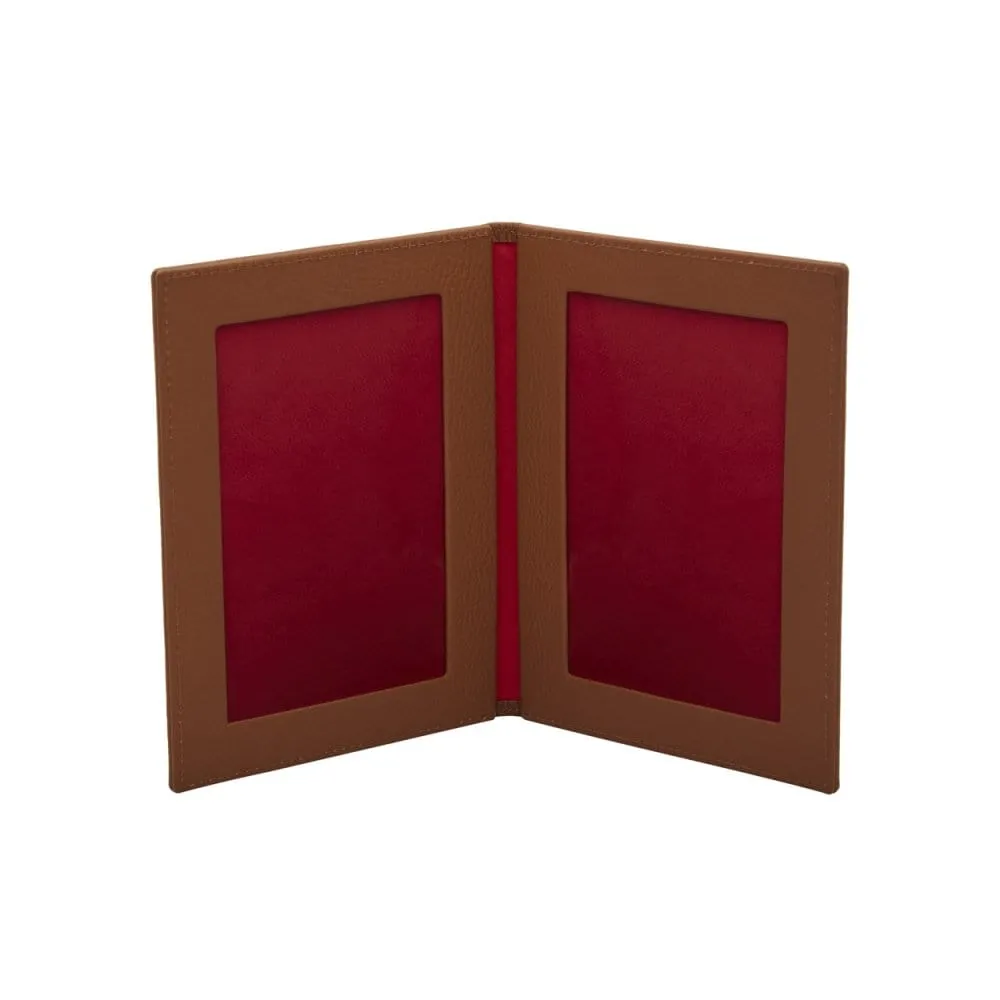 Double Leather Photo Frame 6x4 Inch - Tan
