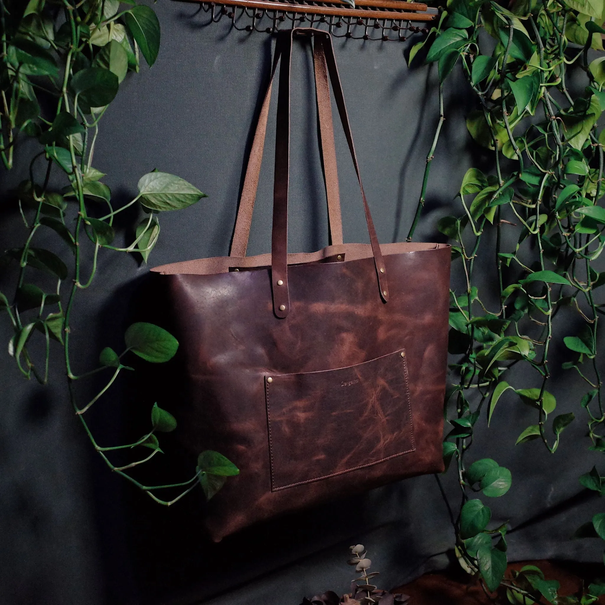Dunham Leather Tote Bag – Dark Brown Edition