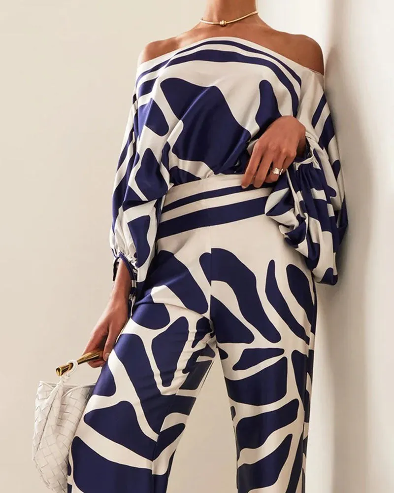 Elegant abstract print two-piece set