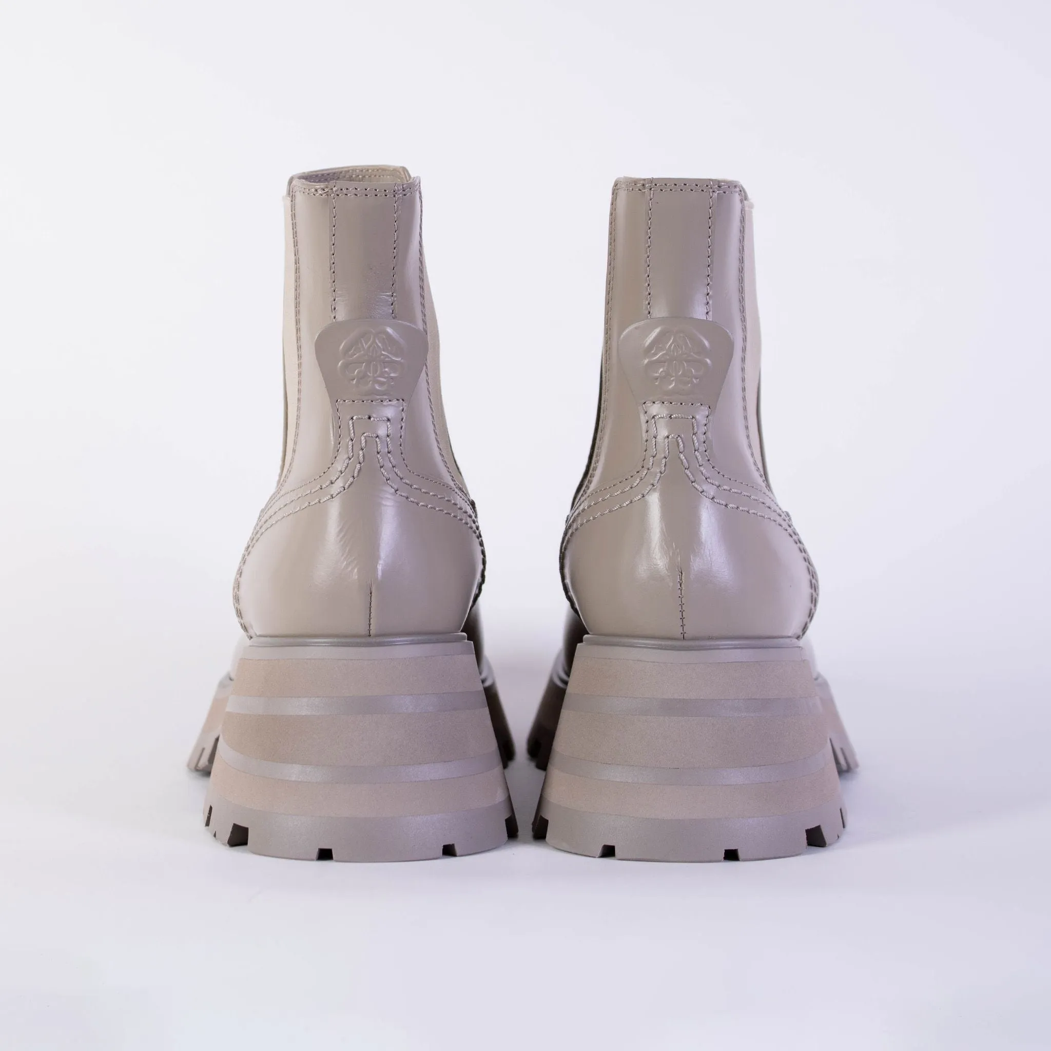 Elegant Taupe Brushed Leather Chelsea Boots