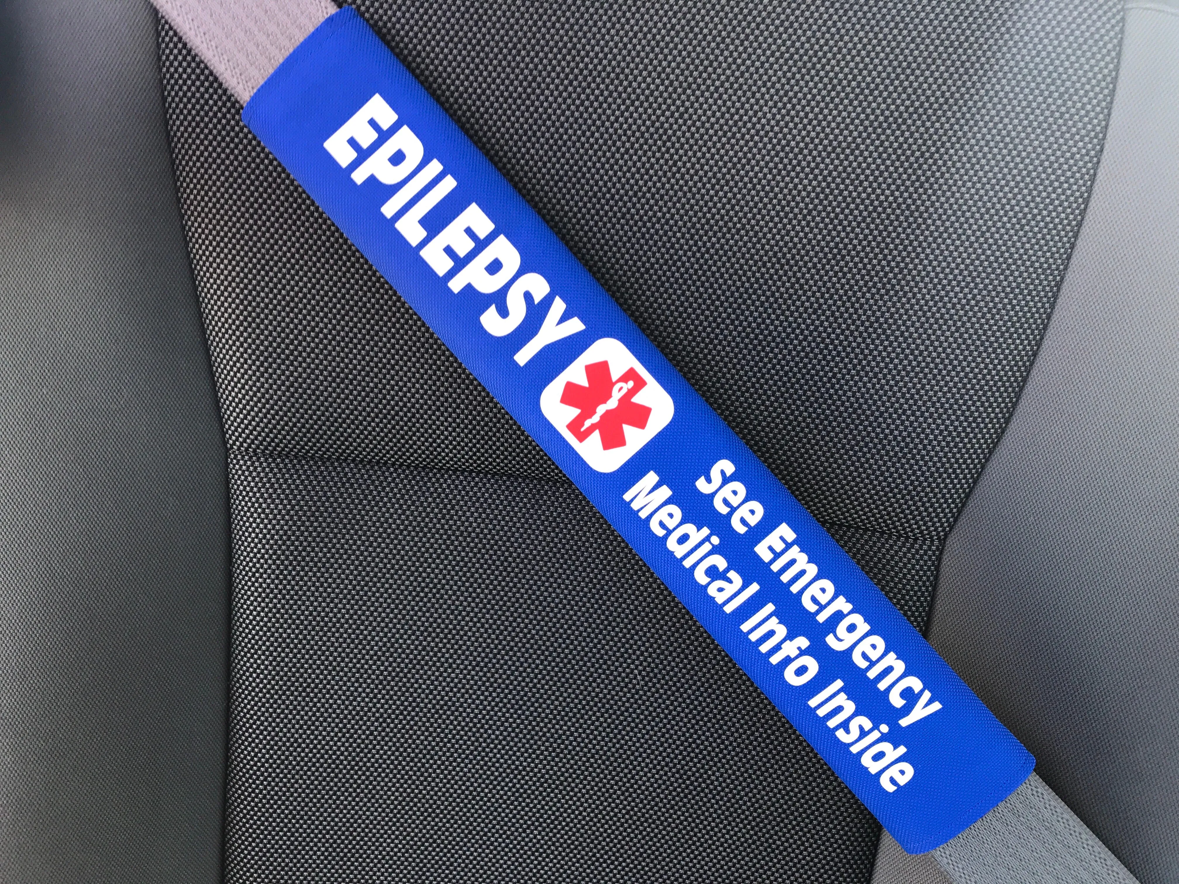 Epilepsy Medical Alert Seat Belt Cover - Window Decal Set