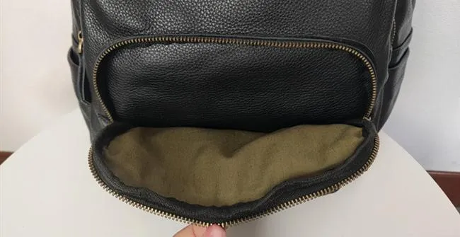 Fashion Womens Black Leather Backpack School Backpack Stachel Backpack For Women