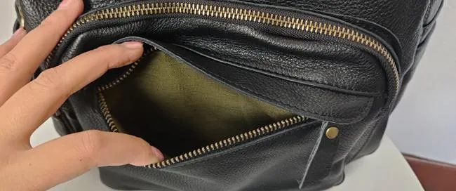 Fashion Womens Black Leather Backpack School Backpack Stachel Backpack For Women