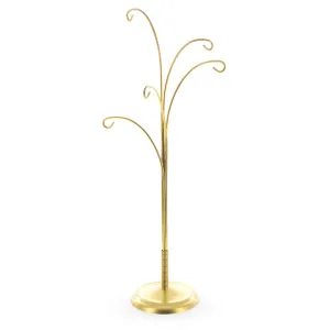 Five Hands Gold Metal Solid Round Base Ornament Display Stand 12.4 Inches