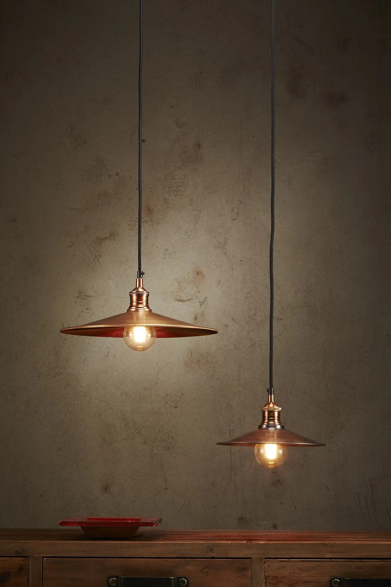 Forbes 2 Large - Antique Copper - Dish Pendant Light