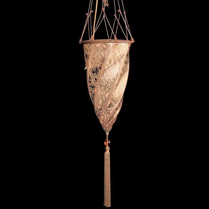 Fortuny Style Spiral Pendant In 7 Murano Glass Colours