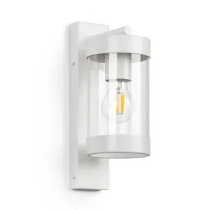 Frenchy White Modern Coach with Glass Exterior Wall Light