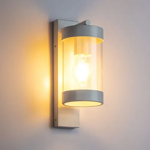 Frenchy White Modern Coach with Glass Exterior Wall Light