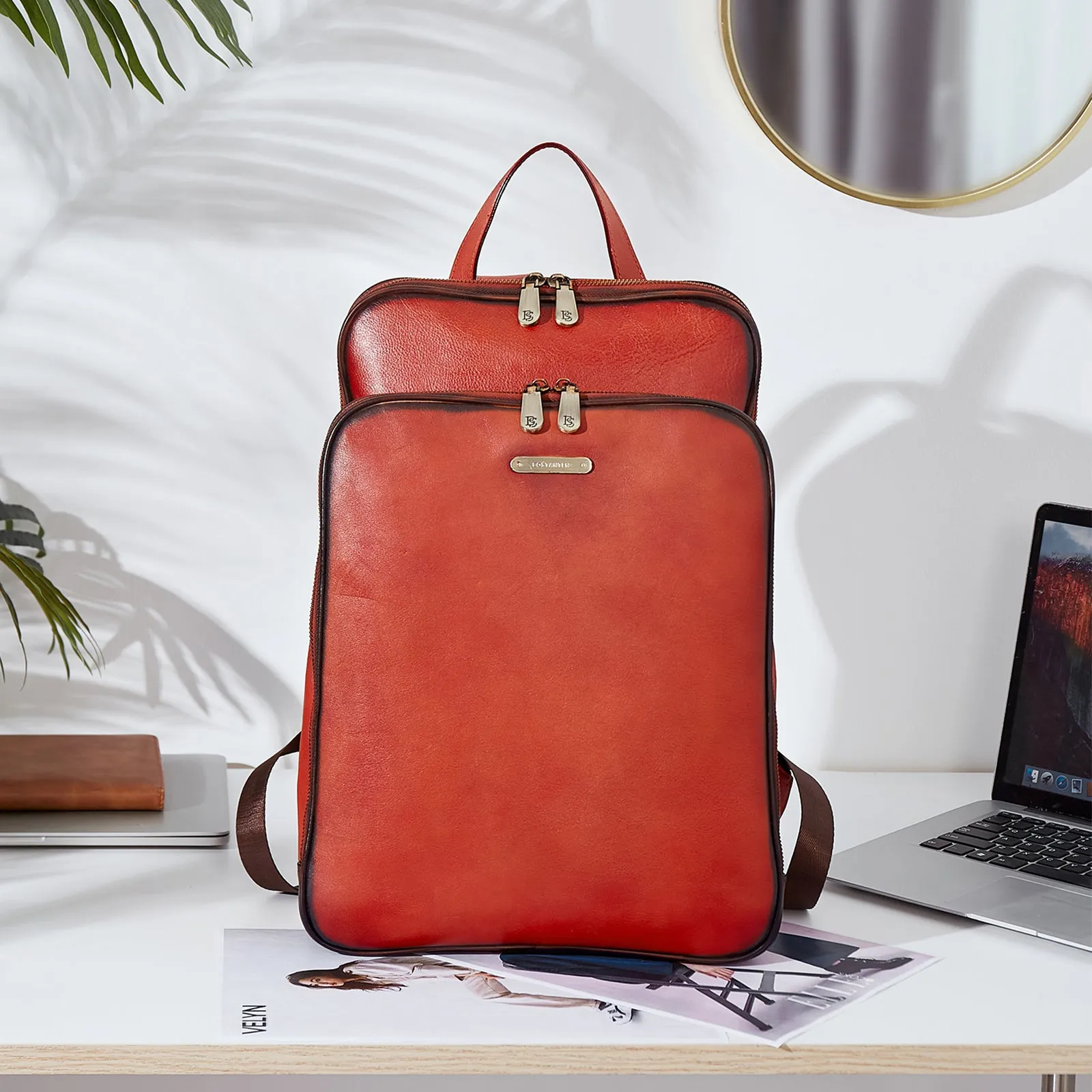 Frida Laptop BagsFor Women 15.6 Inch  — Red Backpack