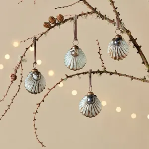 Gold and Cream Shell Baubles - Set of Four