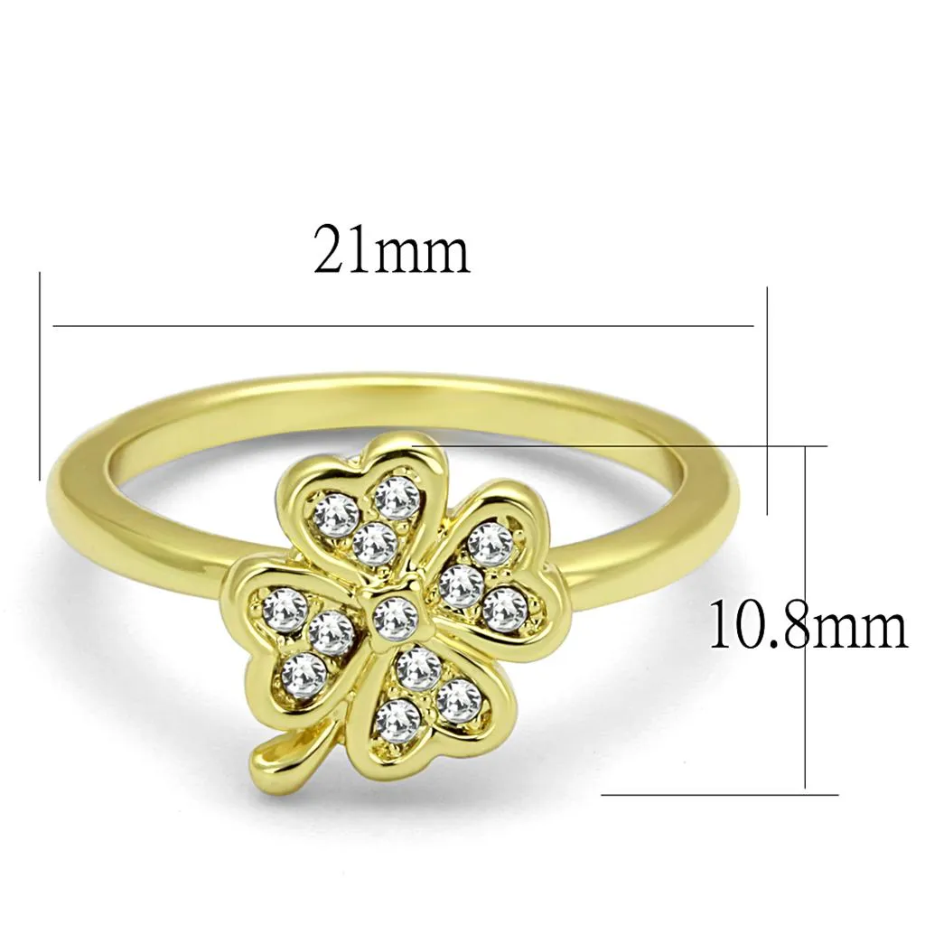 Gold Brass Ring with Top Grade Crystal in K2 for Women Style LO3987