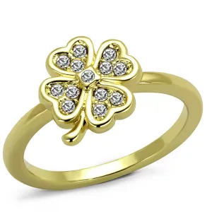 Gold Brass Ring with Top Grade Crystal in K2 for Women Style LO3987