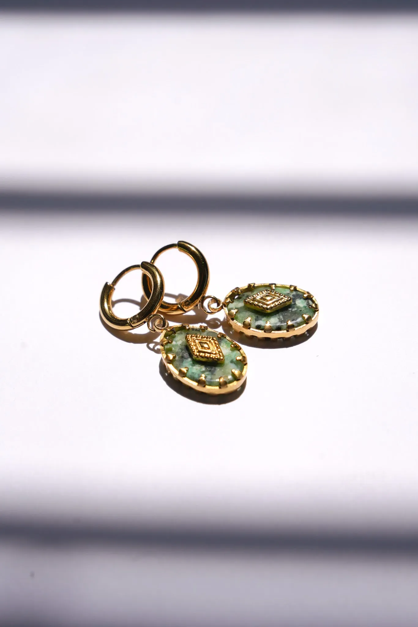 Green Ornamental Earrings