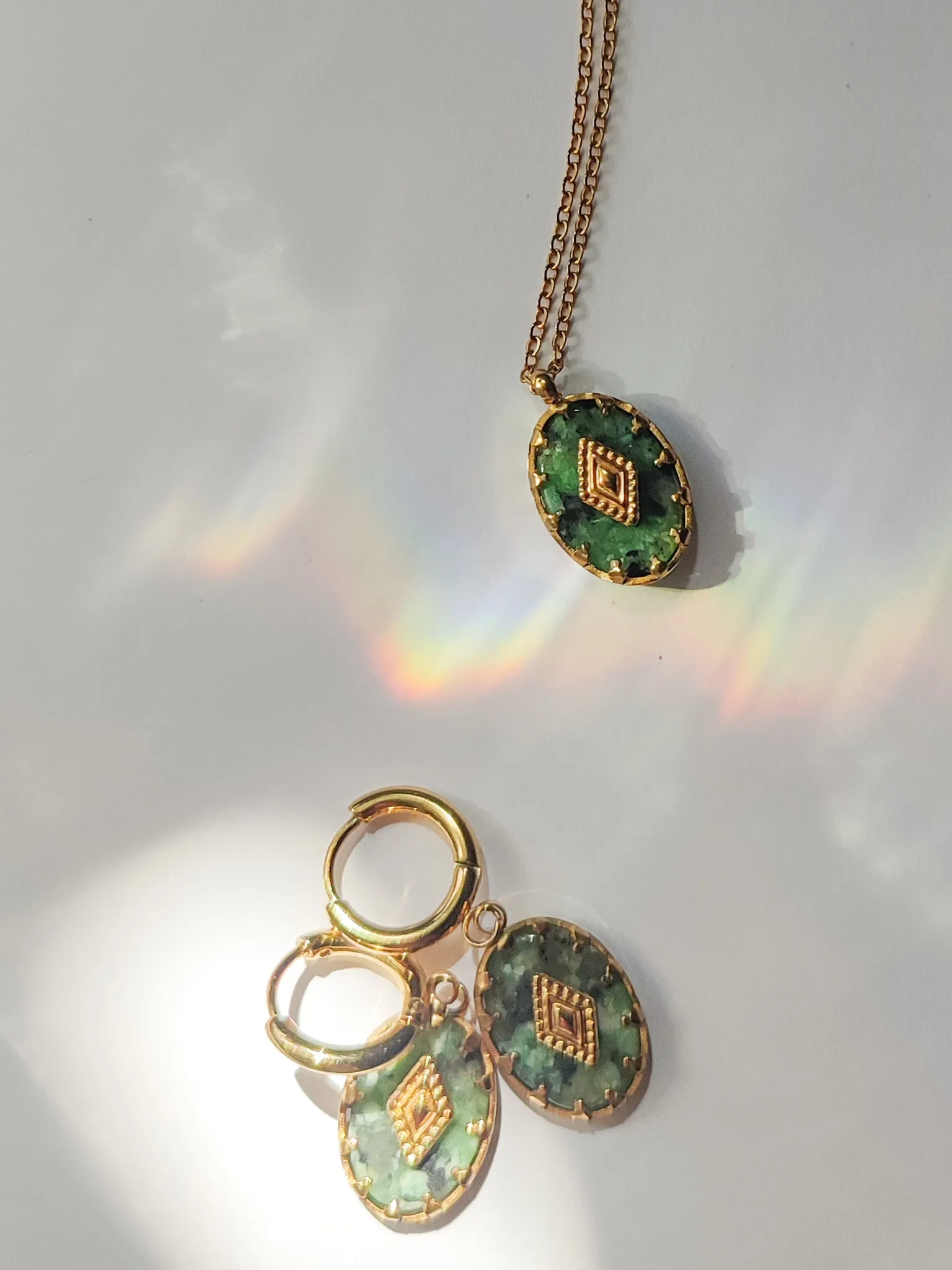 Green Ornamental Earrings