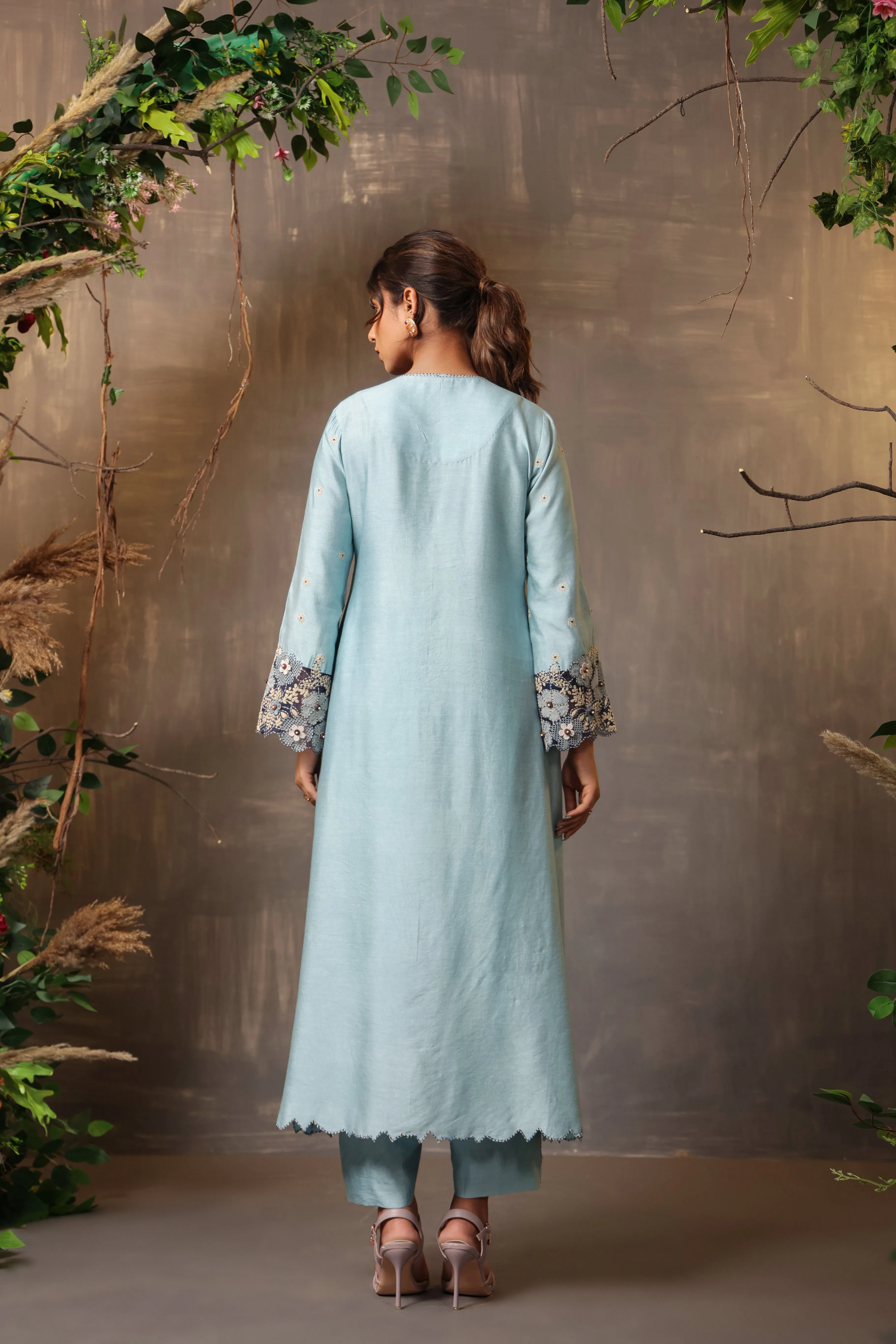 Gulshan Applique Kurta Set Blue