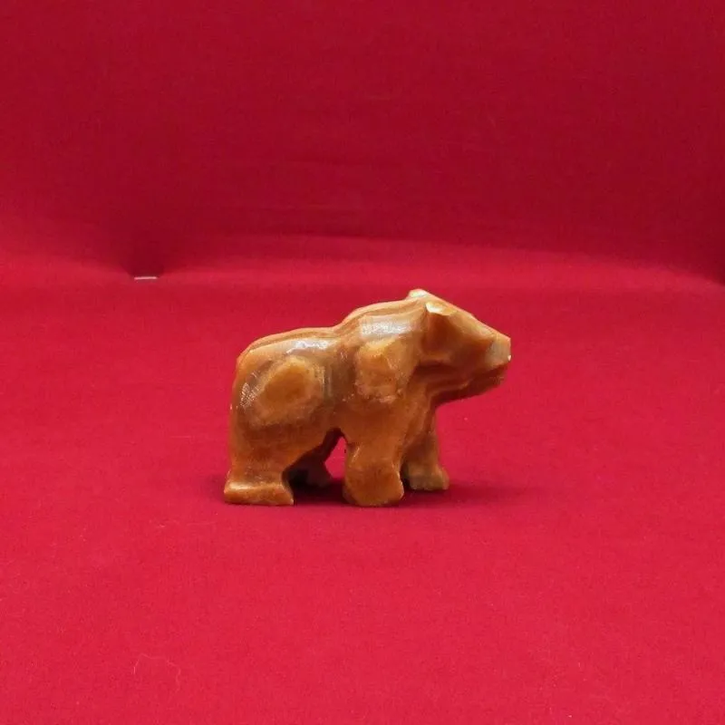 Hand Carved Alabaster Brown Bear