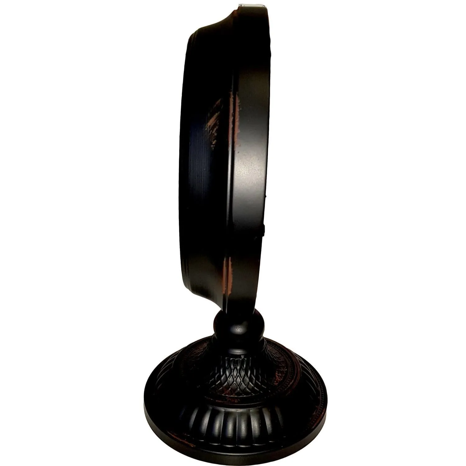 Industrial moving cogs standing clock on footed stand - black