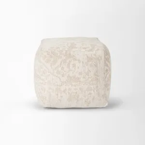 Jacquard Sophie Pouf in Cream