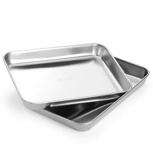 JMU Dental Flat Tray SL 304 Stainless Steel 10.2"x7.9"x1.2" 2PCS/Bag
