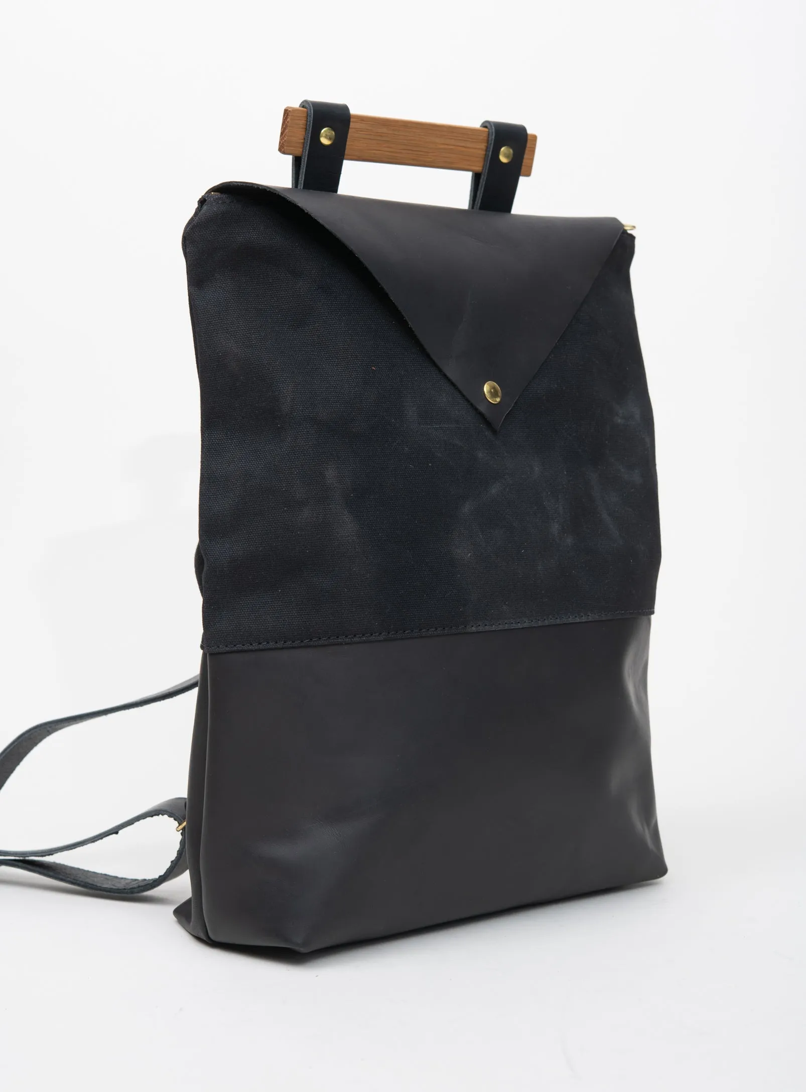 Leather and waxed coton backpack FULLUM model