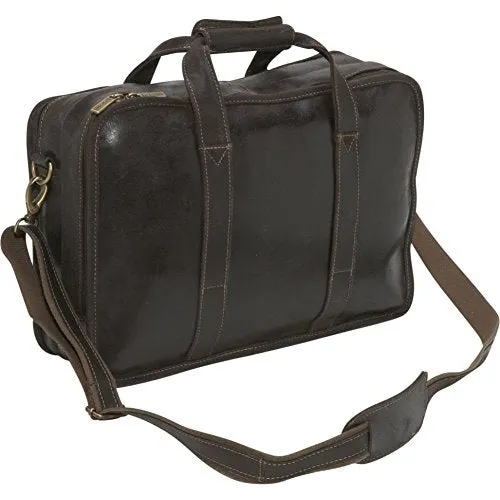Ledonne Leather Distressed Leather Multi-Function Brief, Chocolate