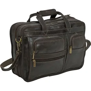 Ledonne Leather Distressed Leather Multi-Function Brief, Chocolate