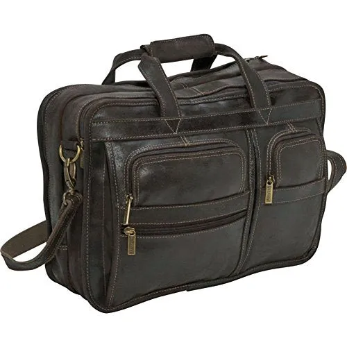 Ledonne Leather Distressed Leather Multi-Function Brief, Chocolate