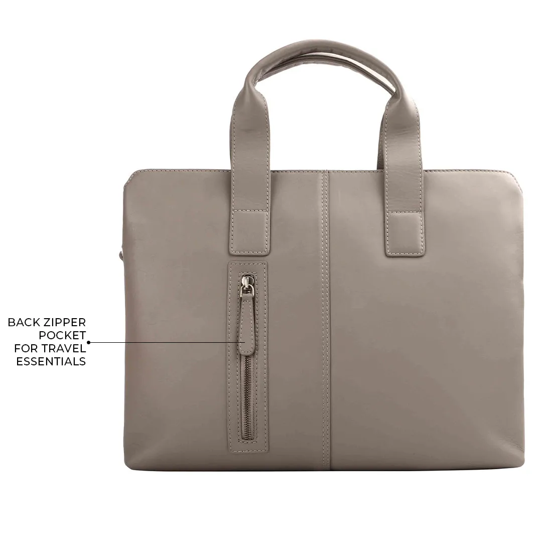 Luxury Corporate Diwali Gift | Georgia Collection | Leather Laptop Bag for Office | Colour - Beige
