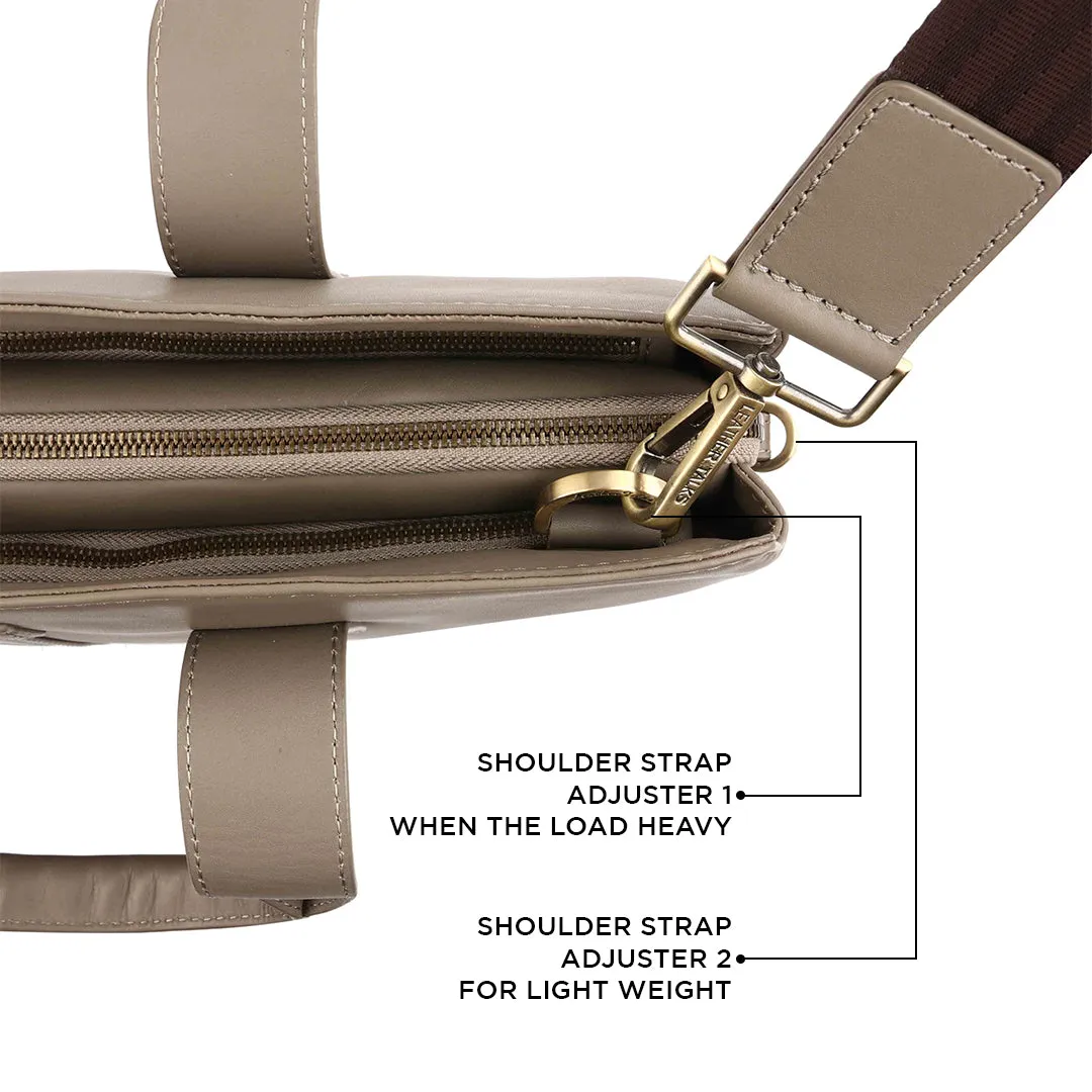 Luxury Corporate Diwali Gift | Georgia Collection | Leather Laptop Bag for Office | Colour - Beige