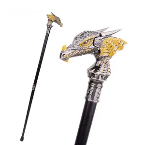 Luxury Gold Black Luxury Dragon Head Handle  Walking Cane Fashion Gentleman  Walking Stick
