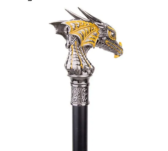 Luxury Gold Black Luxury Dragon Head Handle  Walking Cane Fashion Gentleman  Walking Stick