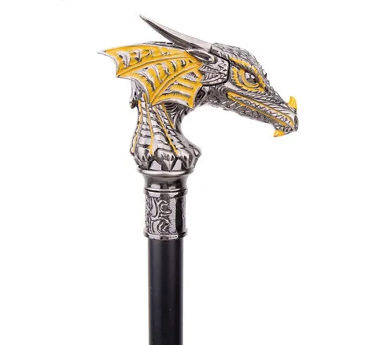 Luxury Gold Black Luxury Dragon Head Handle  Walking Cane Fashion Gentleman  Walking Stick