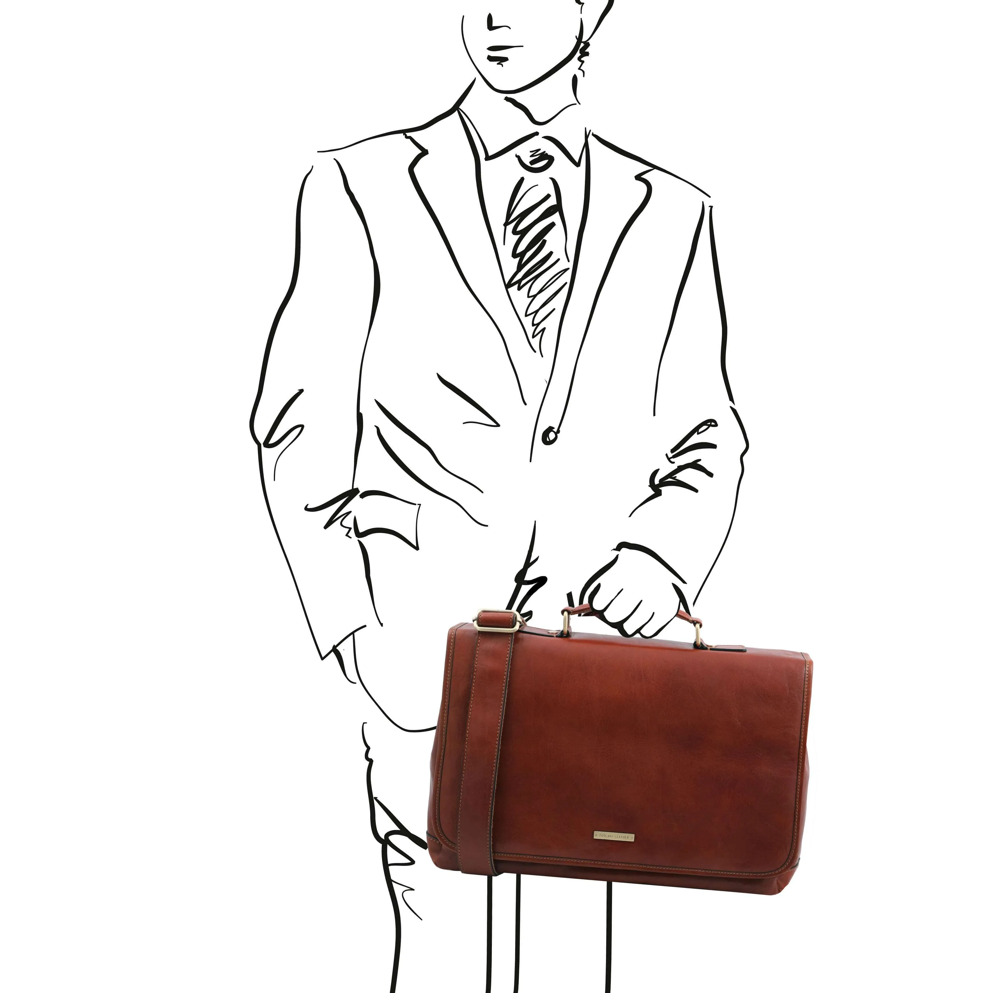Mantova - Leather multi compartment TL SMART briefcase with flap | TL142068 messenger bag