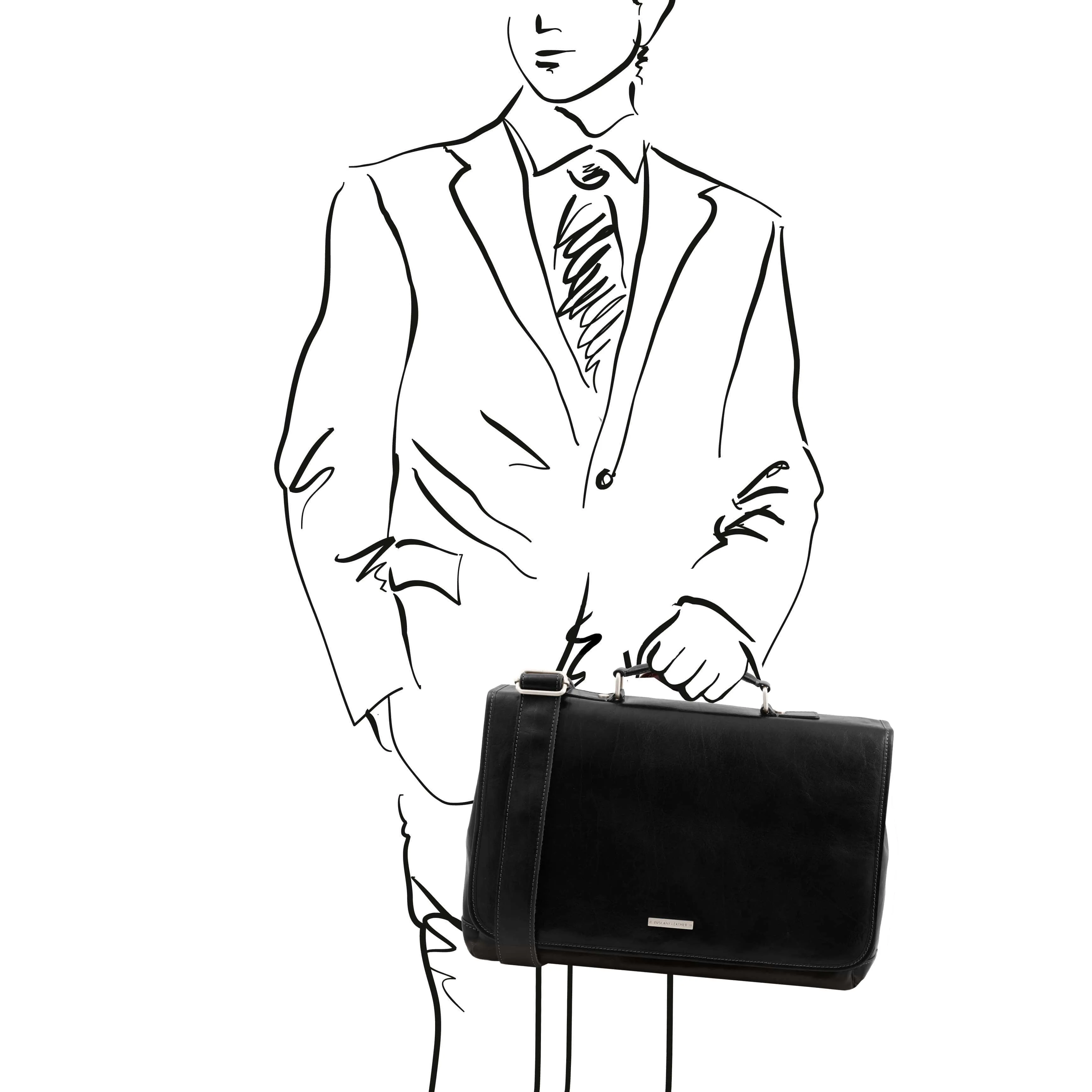 Mantova - Leather multi compartment TL SMART briefcase with flap | TL142068 messenger bag