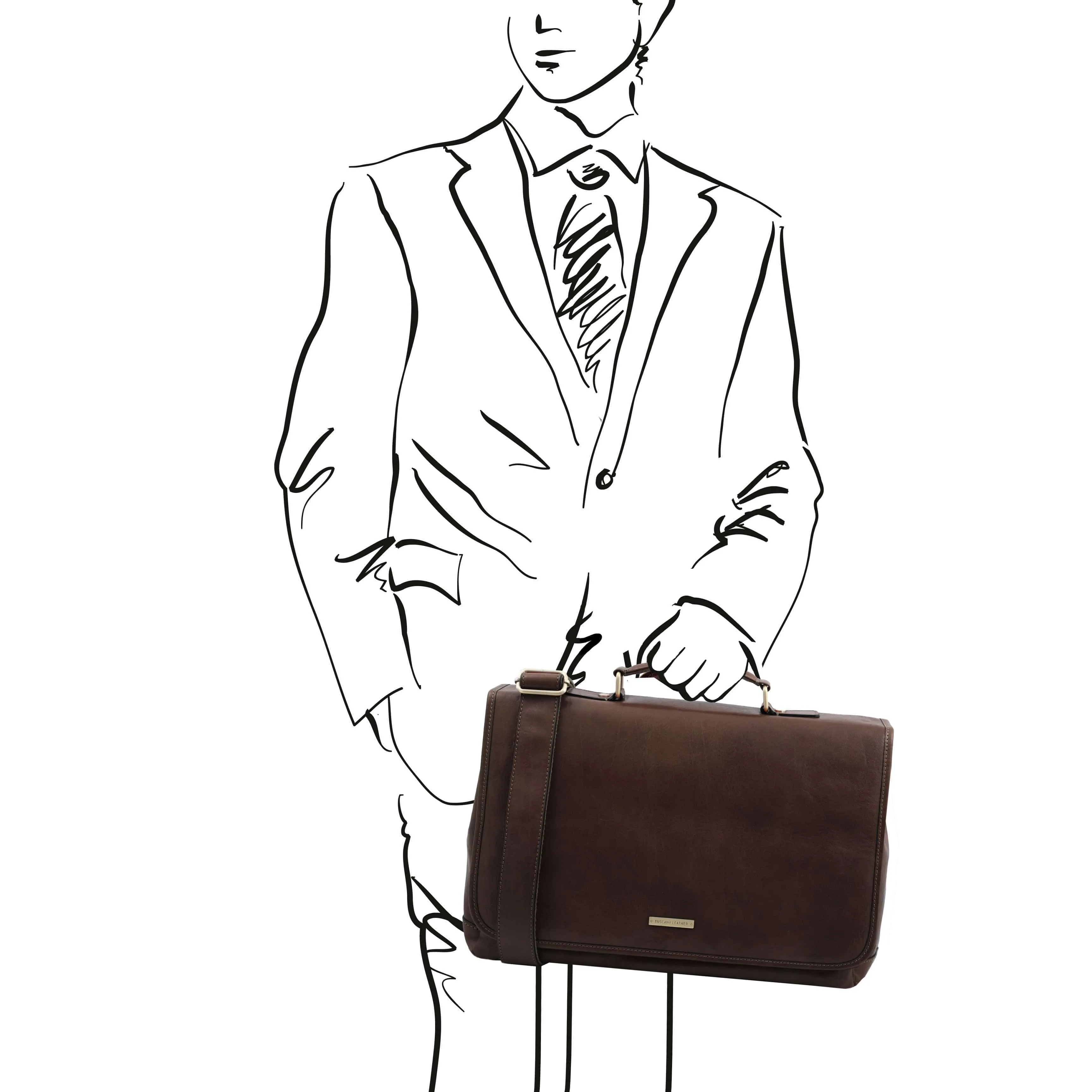 Mantova - Leather multi compartment TL SMART briefcase with flap | TL142068 messenger bag