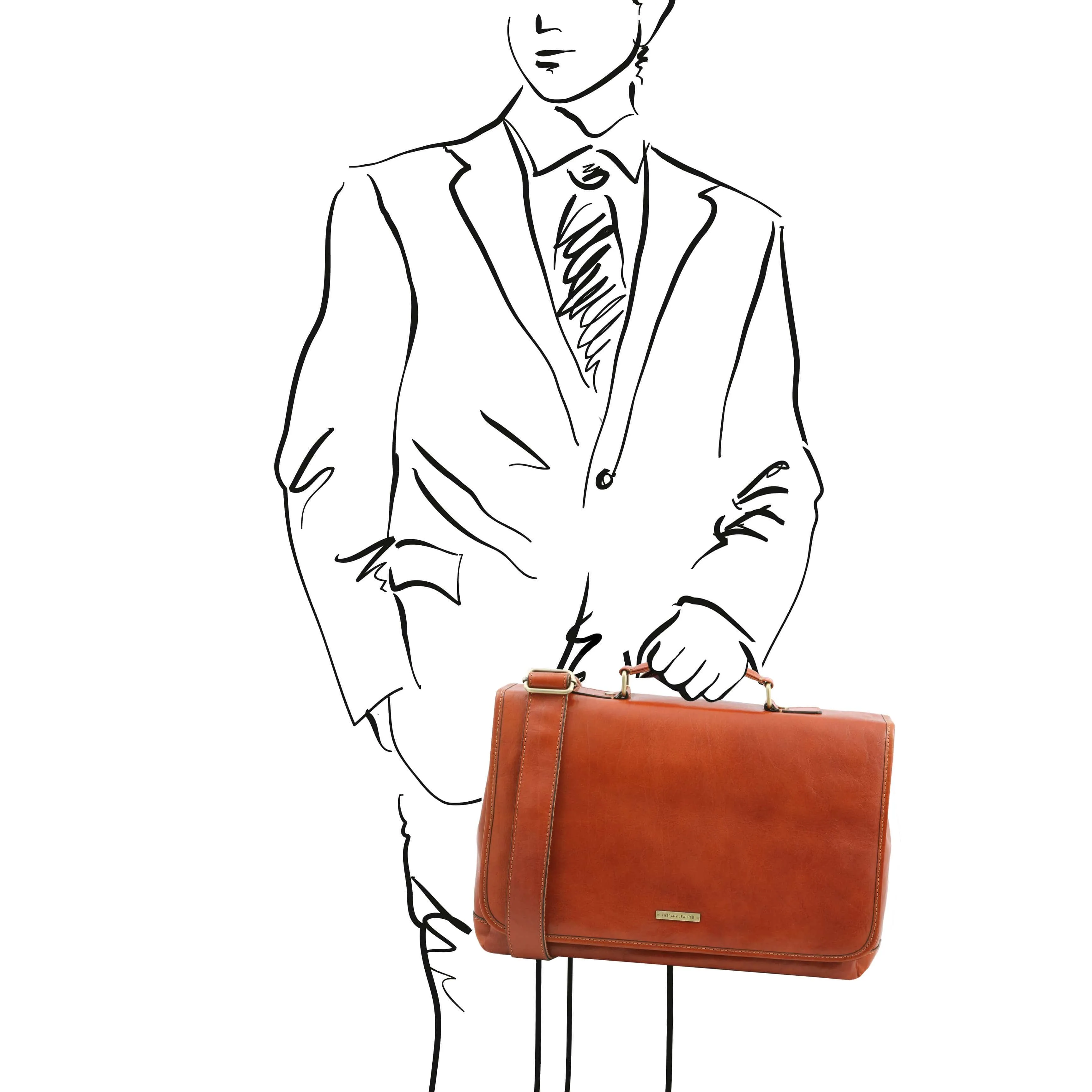 Mantova - Leather multi compartment TL SMART briefcase with flap | TL142068 messenger bag