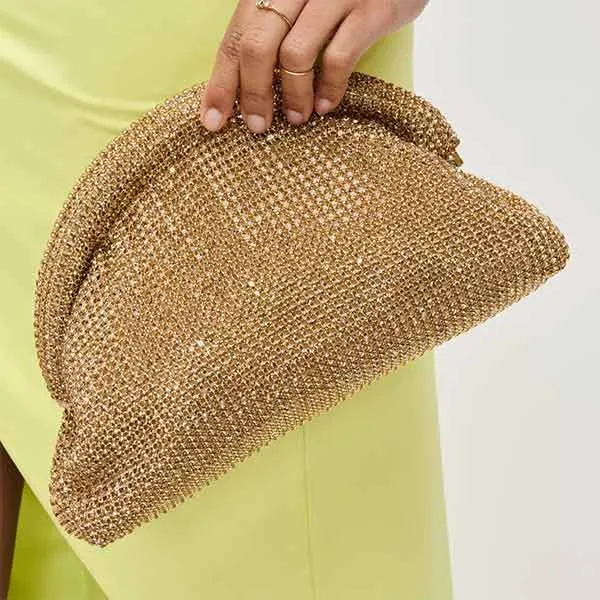 Mariah Gold  | Rhinestone Pouch Clutch