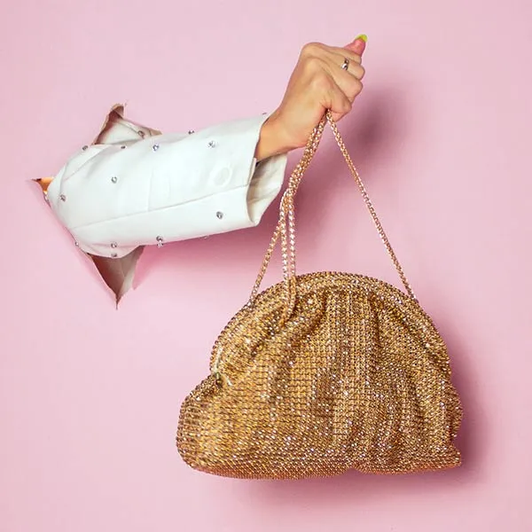Mariah Gold  | Rhinestone Pouch Clutch