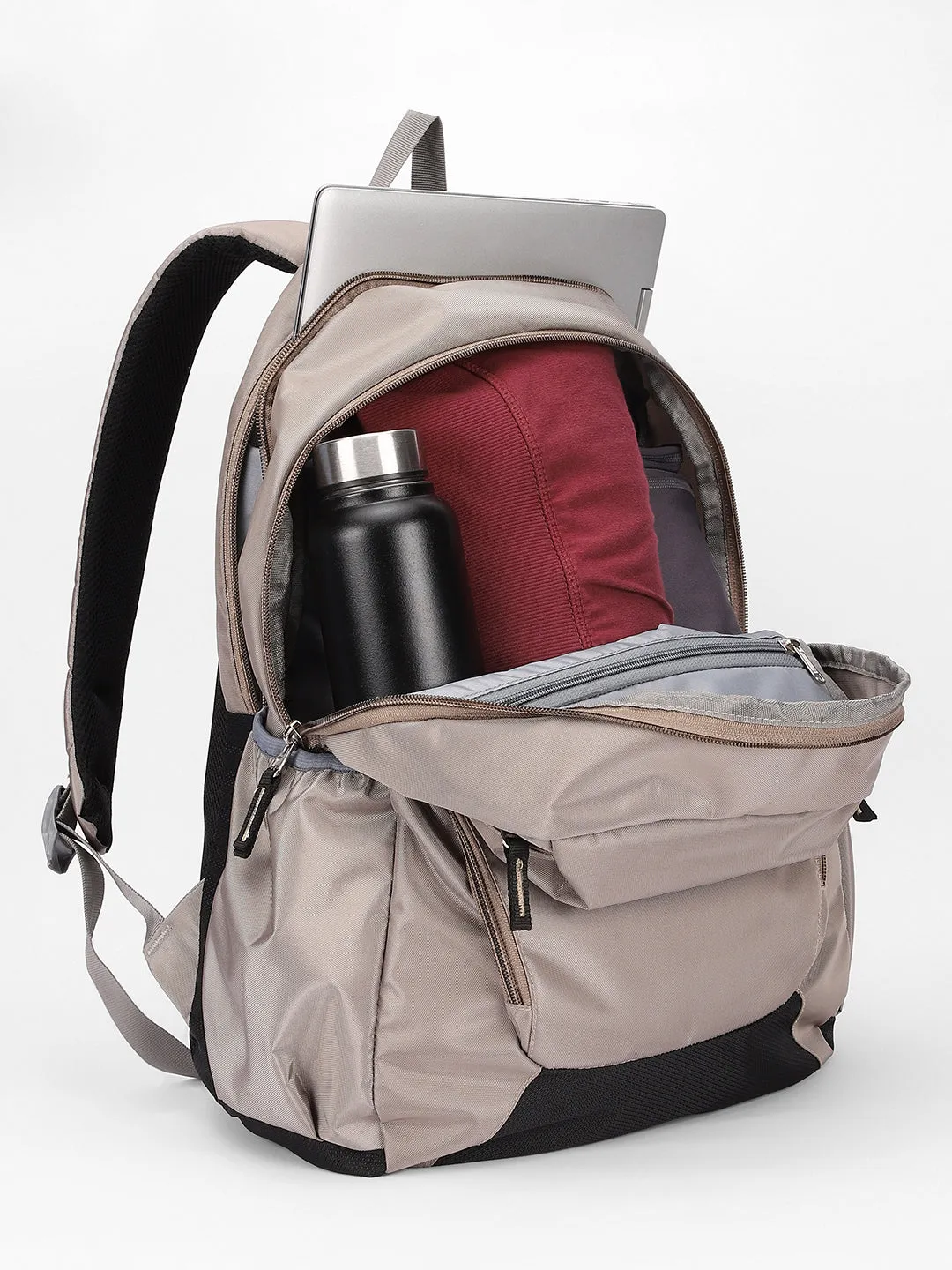 Men's Cream Water Repellent Laptop Backpack with adjustable shoulder strap
