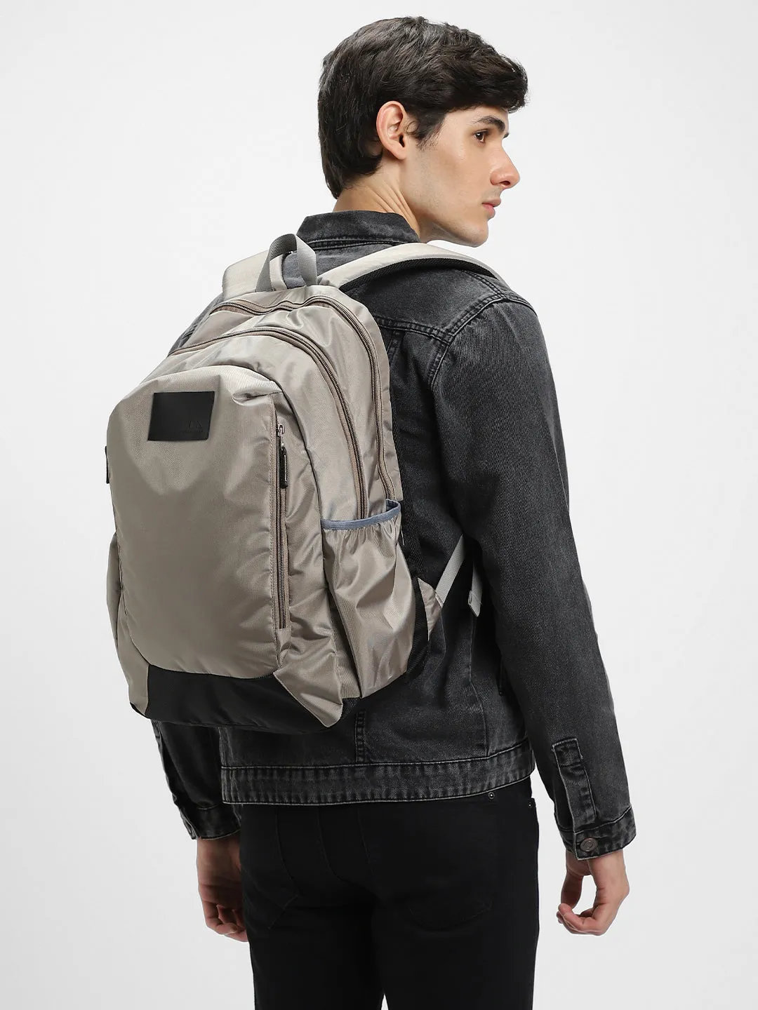 Men's Cream Water Repellent Laptop Backpack with adjustable shoulder strap