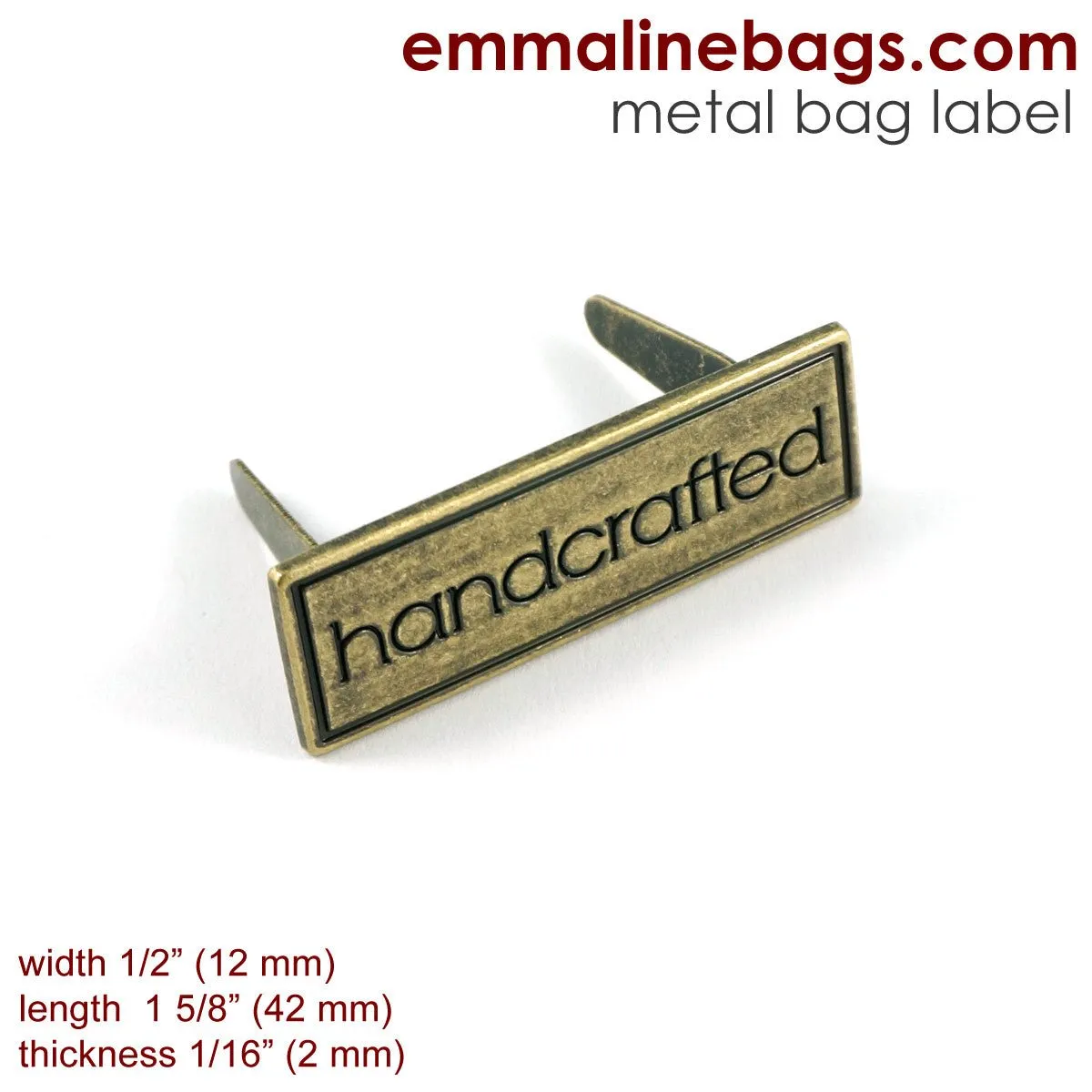 Metal Bag Label: "Handcrafted" with Border