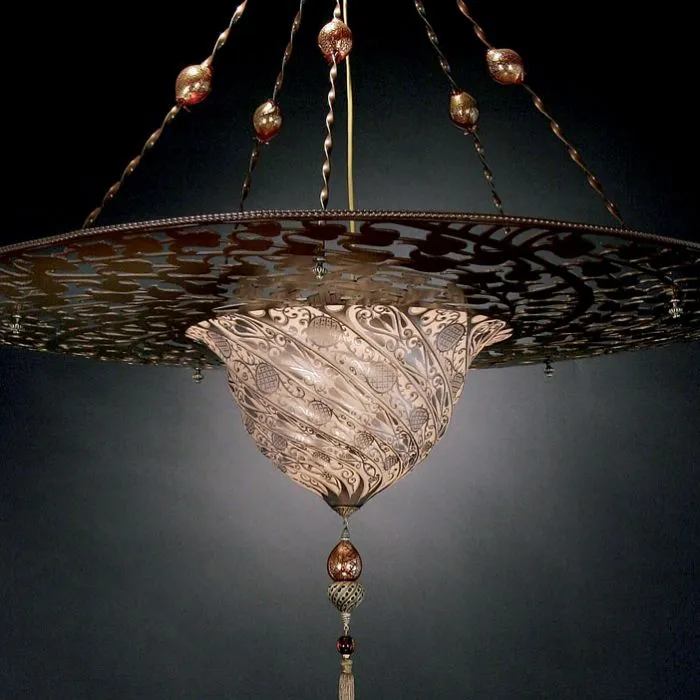 Metre-Wide Fortuny Style Murano Glass Pendant Light In 7 Colours