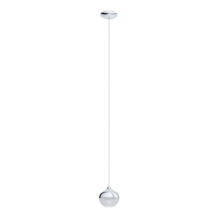 Mioglia 1 Light E14 Crushed Granille and Chrome Pendant