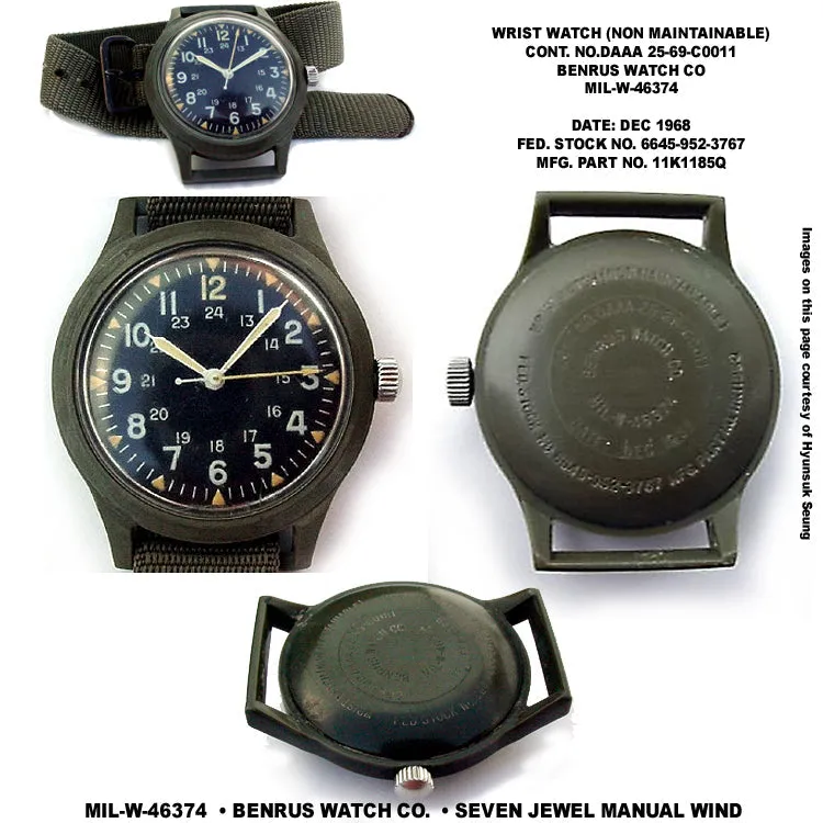 MWC Classic 1960s/70s Pattern Olive Vietnam Watch on Matching Webbing Strap