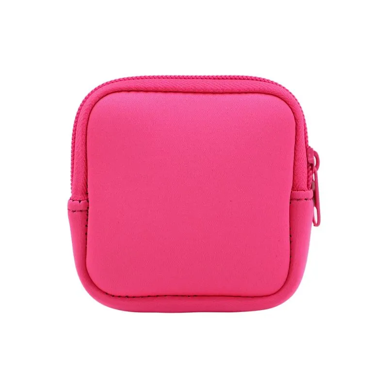 Neoprene Earphone Bag Square - Neon Pink