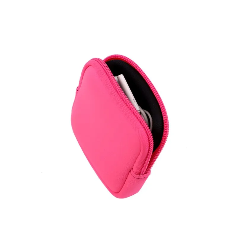 Neoprene Earphone Bag Square - Neon Pink
