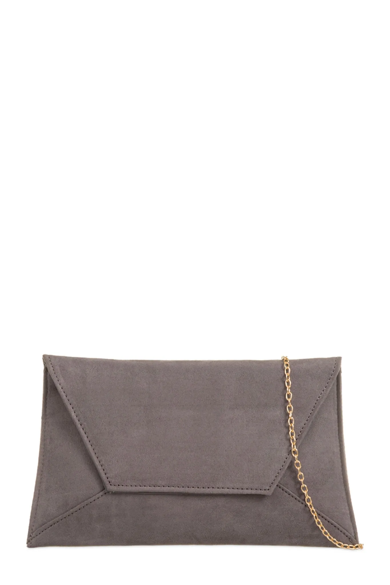 Nettie Grey Suedette Envelope Clutch Bag