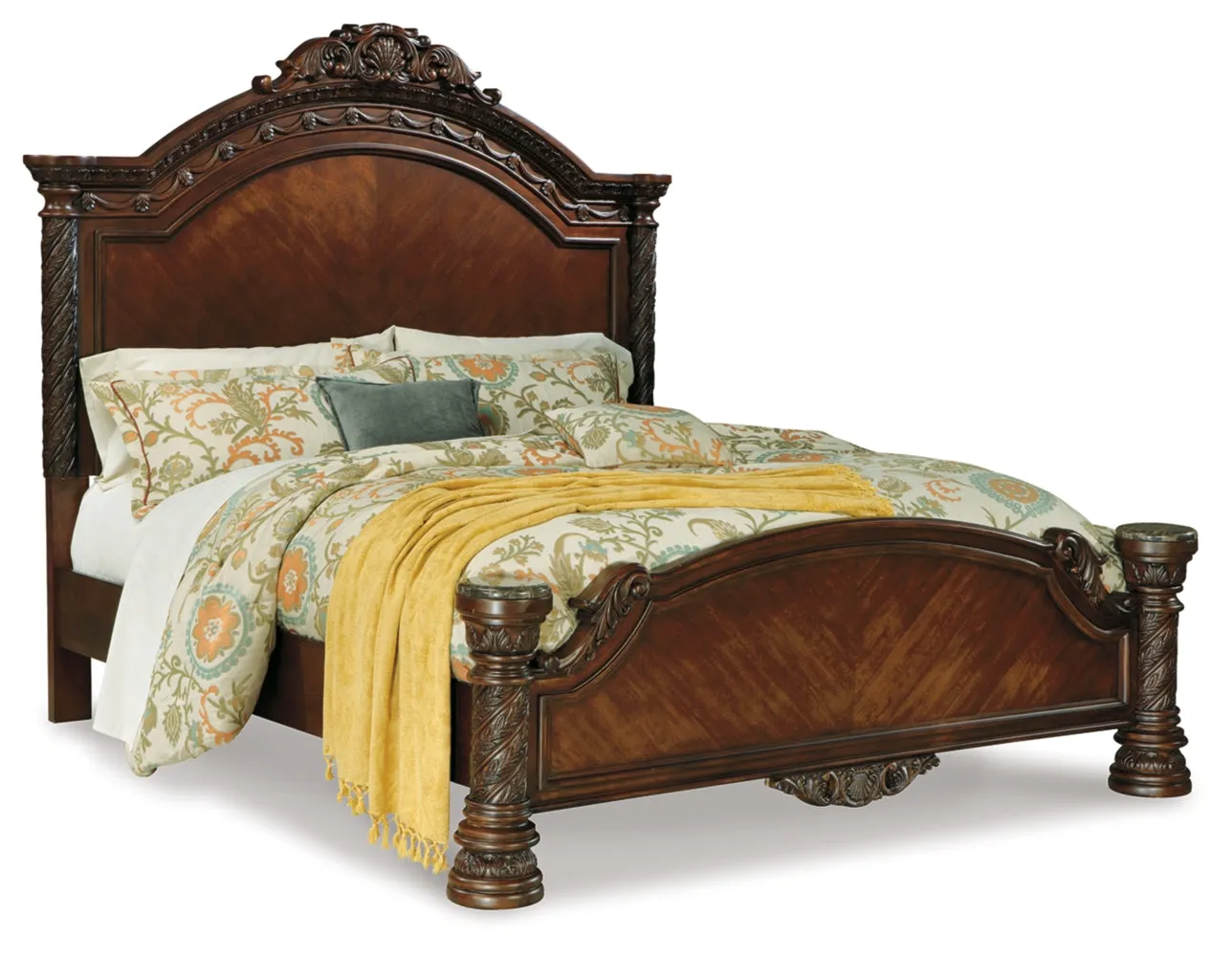 North Shore King Panel Bed with Mirrored Dresser, Chest and Nightstand