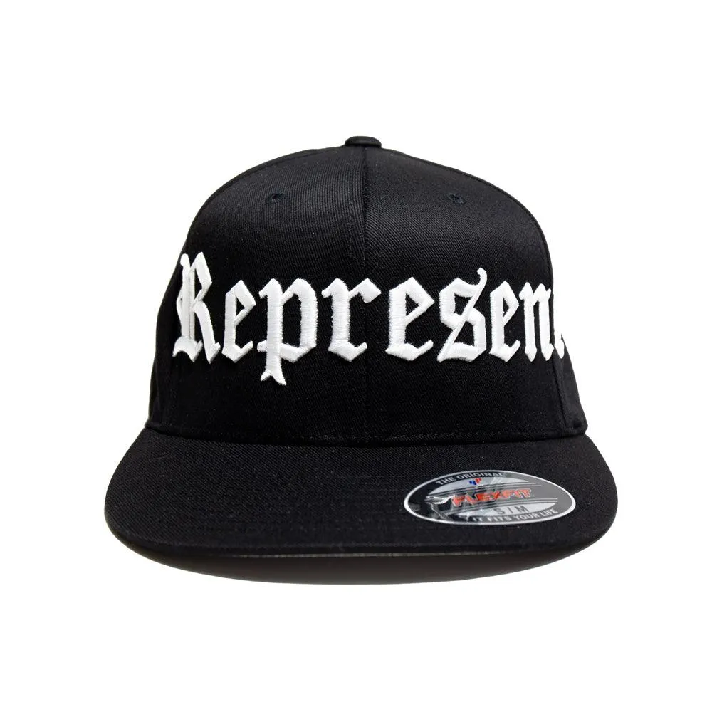 OG Classic XLARGE Text Flexfit Pro On-Field Baseball Cap [BLACK X WHITE]