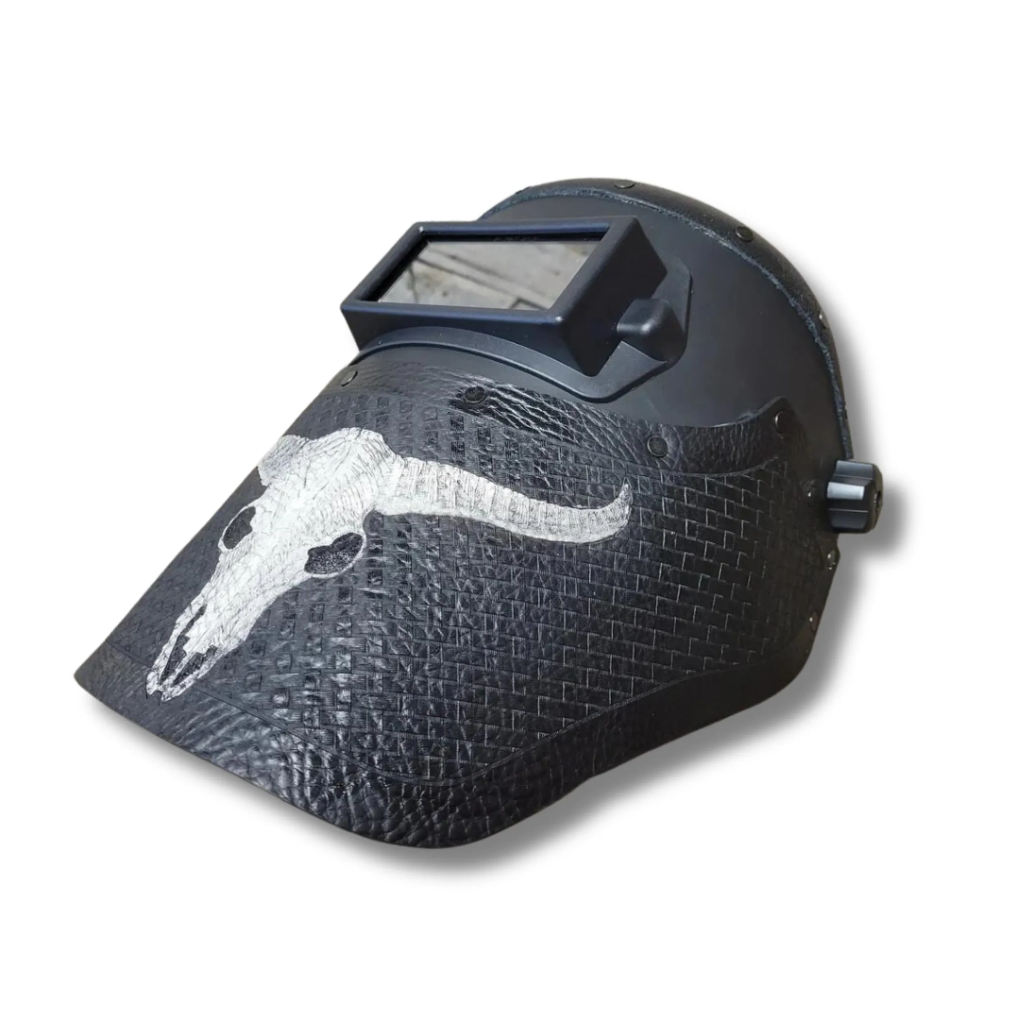 Outlaw Leather - Welding Hood - Longhorn Skull Black